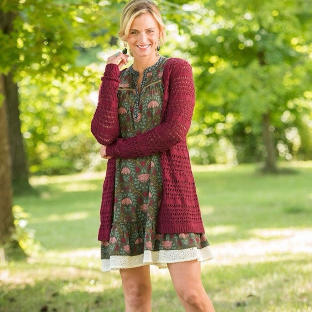 Matilda Jane Floral Lace Dress Sz L Cottagecore Peasant Spring Sundress